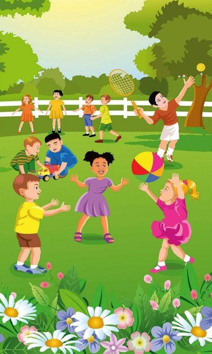 Fotobehang - Kids in Garden 150x250cm - Vliesbehang