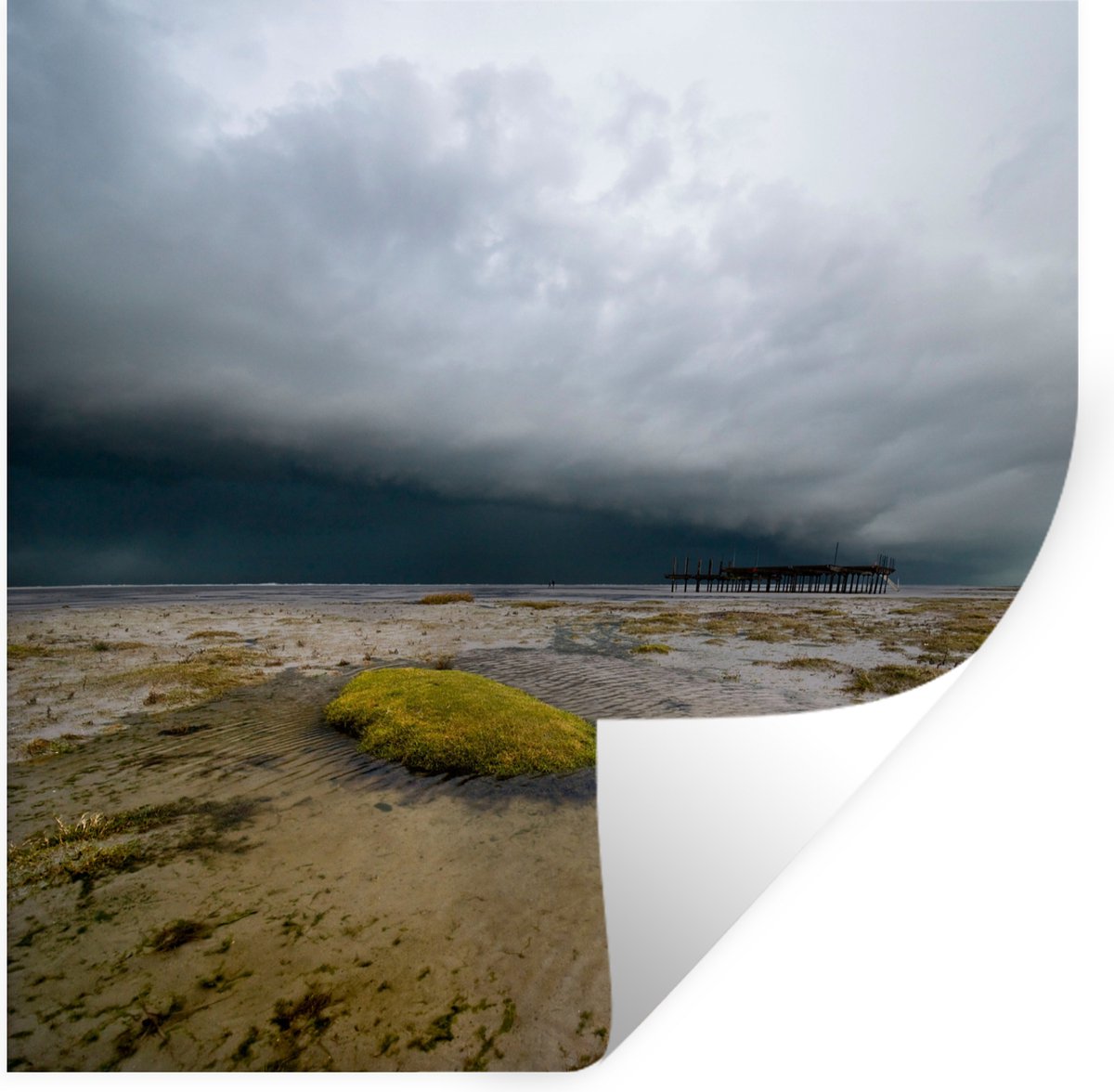 Muurstickers - Sticker Folie - Uitzicht op het strand van Schiermonnikoog net voor een onw