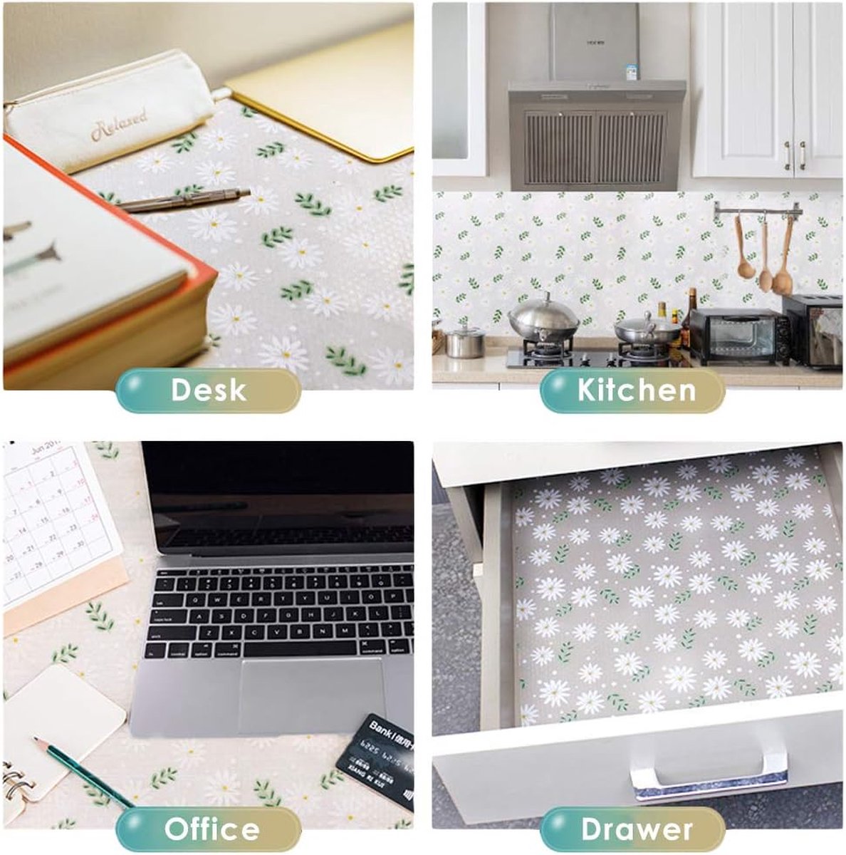 Lifetree Lademat, antislipmat, waterdicht, niet-klevende antislipmat, voor laden, planken en koelkast, op maat te snijden, antislip (groen rooster, 45 cm x 300 cm