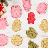 8 stuks kerstkoekjessnijders, 3D-uitsteekvormen, koekjes, uitsteekvormpjes, set met reliëfvorm voor koekjes, zacht fruit, sandwichkaas, taartdecoratie