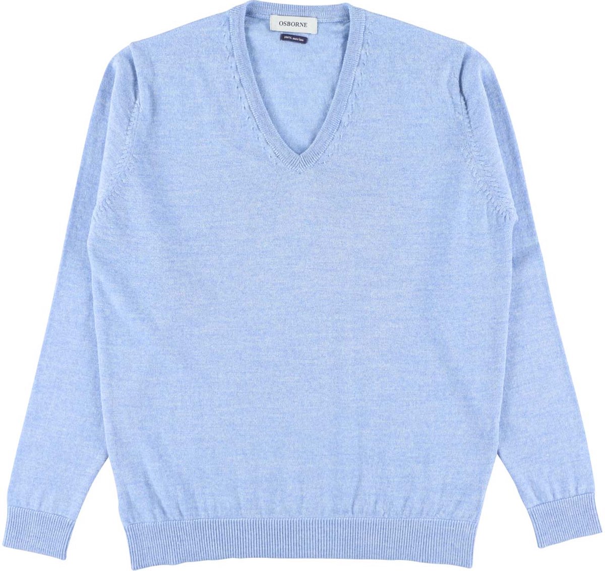 Osborne Knitwear Trui met V hals - Merino wol - Dames - Azur - XL