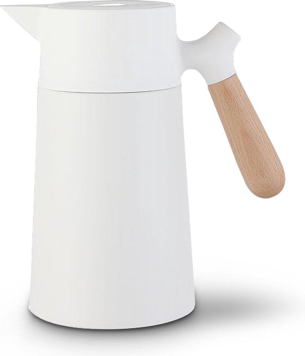 1,5 l thermoskan, koffiepot van dubbelwandig 304 roestvrij staal met houtlook, thermoskan voor koffie, thee, water, drank