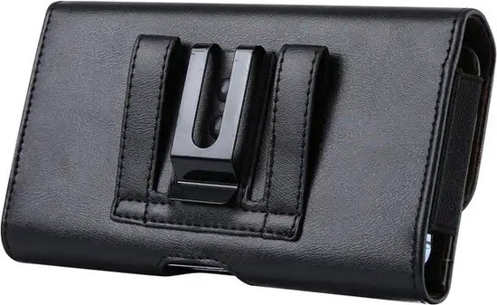 Casemania Belt Bag Étui pour Apple iPhone 7 Plus Zwart - Sac de Transport avec Rabat - Sac Banane Double Fixation avec Porte-Cartes