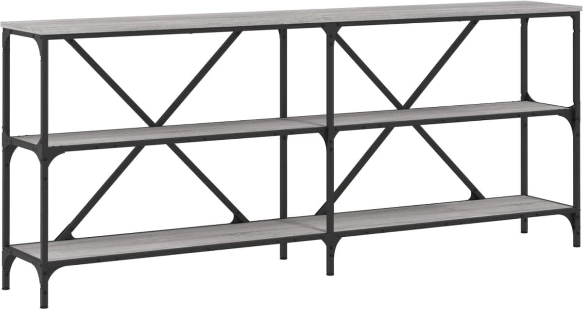 vidaXL Wandtafel - 180x30x75 - cm - bewerkt - hout - en - ijzer - grijs - sonoma - eiken