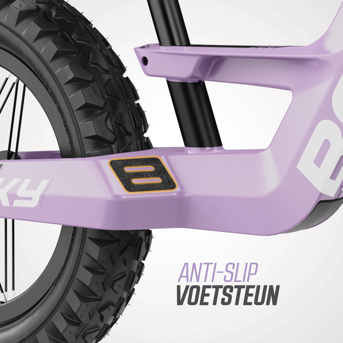 BERG Biky Cross Purple Loopfiets - 12 inch - Lichtgewicht Magnesium frame - Met Handrem - Verstelbaar Zadel - 2,5+ Jaar - Paars — afbeelding 7