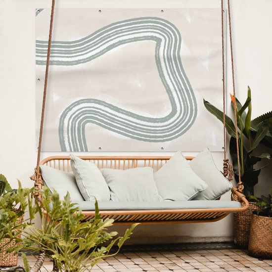 Décoration murale extérieur Ligne - Abstrait - Design - 160x120 cm - Toile jardin - Affiche extérieure