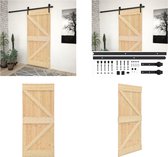 vidaXL Schuifdeur met beslag 80x210 cm massief grenenhout - Houten Deur - Houten Deuren - Schuifdeur - Schuifdeuren