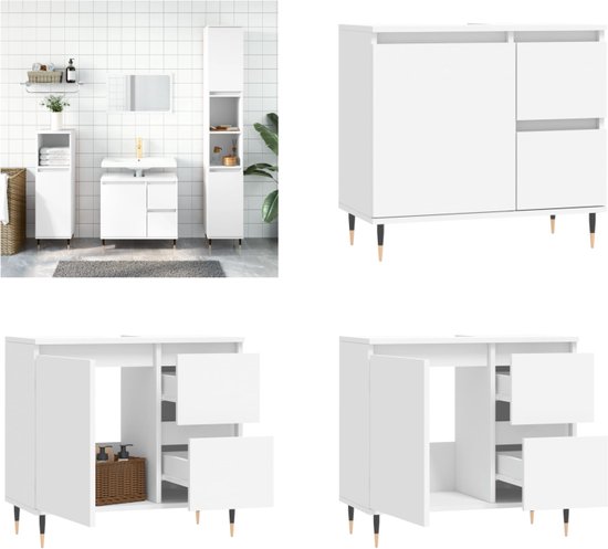 vidaXL Badkamerkast Zwart 65x33x60 cm Hout & Metaal