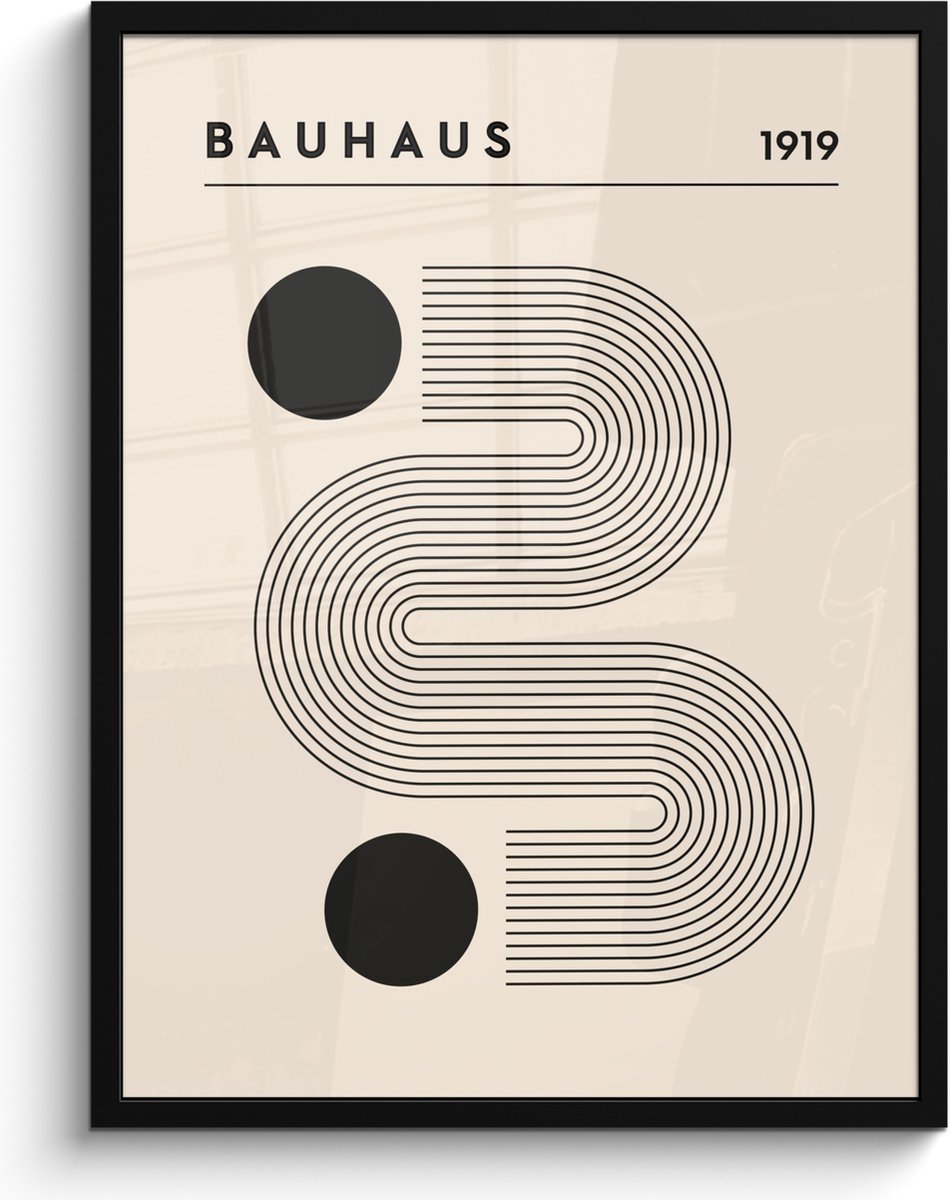 FrameYourWall Poster in lijst - Fotolijst 60x80 cm - Posters - Bauhaus - Abstract - Kunst - Vintage - Art - Posterlijst zwart - Decoratie - Wanddecoratie woonkamer - Muurdecoratie slaapkamer
