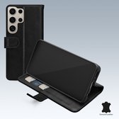 Mobilize Telefoonhoesje geschikt voor Samsung Galaxy S24 Ultra Hoesje Echt Leer | Mobilize Wallet Bookcase Portemonnee | Pasjeshouder voor 3 Pasjes | Telefoonhoesje voor Pinpas / OV Kaart / Rijbewijs - Zwart