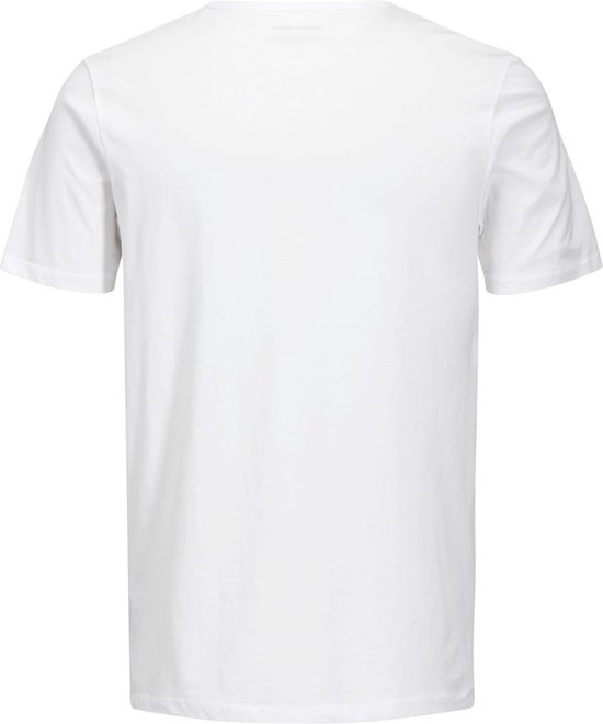 Wit T-shirt met korte mouwen, achterkant, staand.