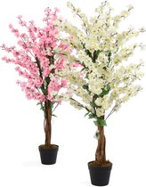 Arbre à fleurs - Arbre à fleurs de cerisier - Wit - 120cm.