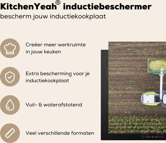 KitchenYeah® Inductie beschermer 81.6x52.7 cm - Tractor - Hakselaar - Maïs - Kookplaataccessoires - Afdekplaat voor kookplaat - Inductiebeschermer - Inductiemat - Inductieplaat mat