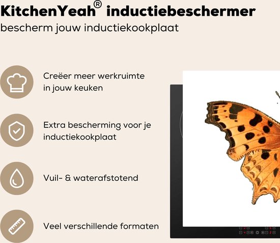KitchenYeah® Inductie beschermer 78x52 cm - Aurelia - Vlinder - Oranje. - Kookplaataccessoires - Afdekplaat voor kookplaat - Inductiebeschermer - Inductiemat - Inductieplaat mat