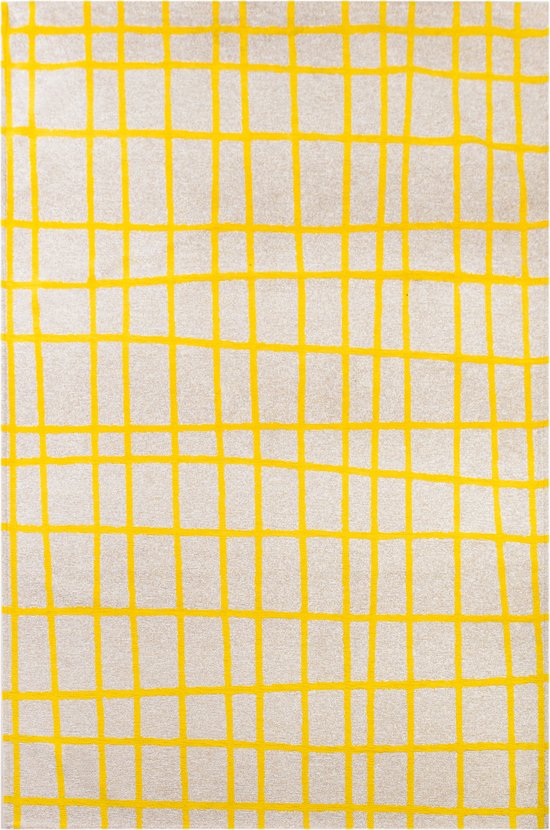 Caro geel geruit vloerkleed met elegante stedelijke stijl - Tapijt - 240 x 340 cm