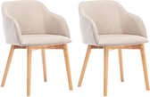 Set van 2 stoelen - Stof en hevea hout - Beige - JELISA L 54 cm x H 79 cm x D 56 cm