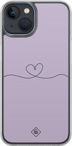 Casimoda® hoesje - Geschikt voor iPhone 13 Mini - Hart Lila - 2-in-1 case - Schokbestendig - Illustratie - Verhoogde randen - Paars, Transparant