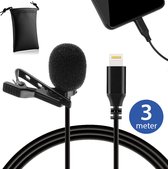 MOJOGEAR Speldmicrofoon met Lightning-aansluiting - 3 meter kabel - Voor iPhone 11 / 12 / 13 / 14 - Zwart