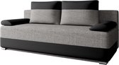 Canapé-lit, canapé-lit, ensemble de canapés avec fonction de couchage et espace de rangement, canapé pour le salon, canapé-lit avec ressorts, ensemble de canapés avec fonction lit - Canapé-lit ATLANTA - Grijs + Zwart (Lawa 05 + Soft 11)