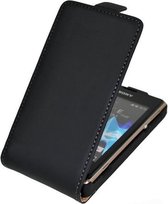 Sony Xperia E Lederlook Flip Case hoesje Zwart