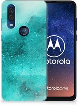 Motorola One Vision Hoesje maken Painting Blue