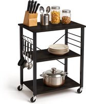 Goliving Keukentrolley – Keukenkast – Keukenrek – Serveerwagen – Keuken Organizer – Modern – 60 x 40 x 89 cm – Zwart