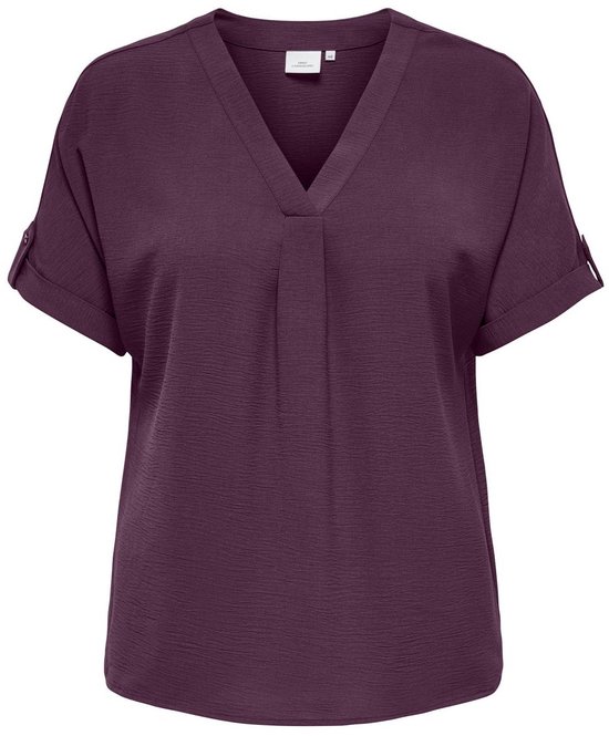 ONLY CARMAKOMA CARMETTA LIFE Haut à col en V 2/4 TOP WVN pour femme - Mauve Wine