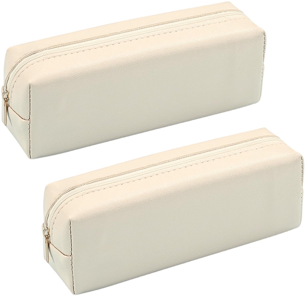 2 Stuks Etui - PU-leren Pennenzak voor Meisjes & Tieners - School & Kantoor - Wit