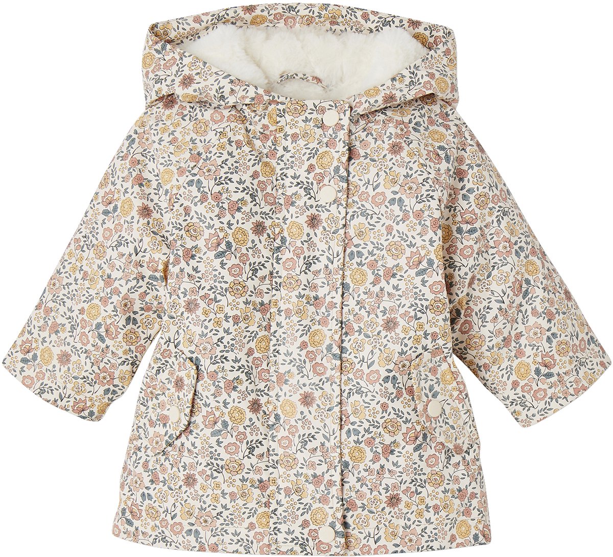 Vertbaudet Regenjas met capuchon voor babymeisjes met bloemenprint en voering