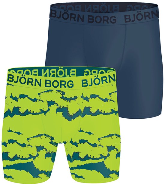 Lot de 2 Boxers en microfibre de sport, jaune et bleu