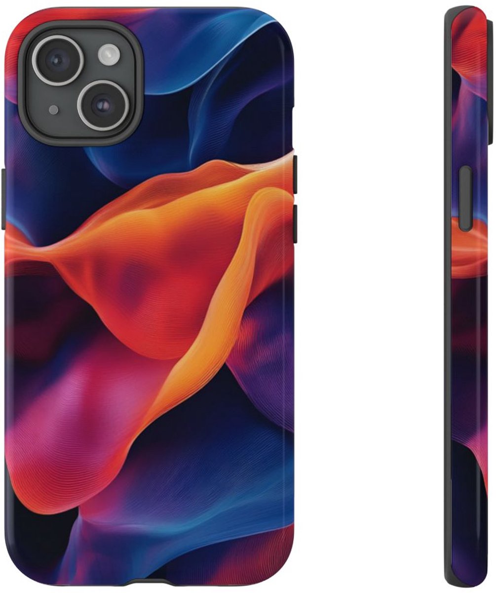 Levendige Abstracte Golven – Telefoonhoesje Geschikt voor iPhone 15 Plus