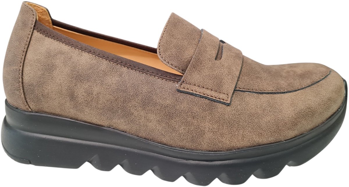 Wolky Bruine Nubuck Dames Instappers - Bruin - 41