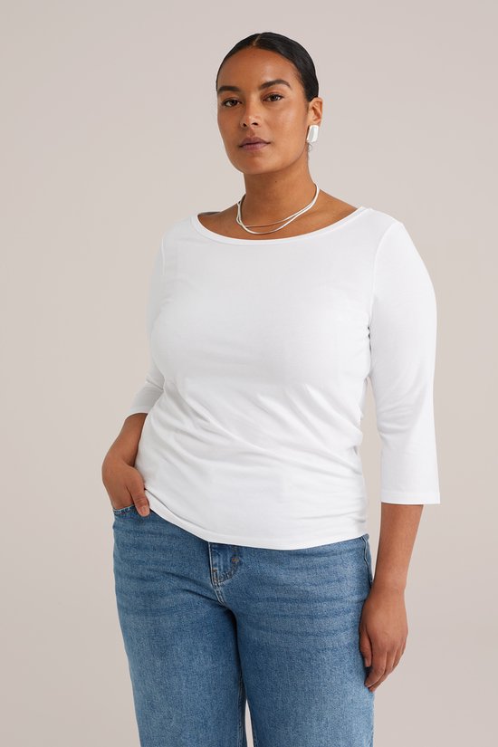 WE Fashion Dames T-shirt met driekwart mouwen - Curve