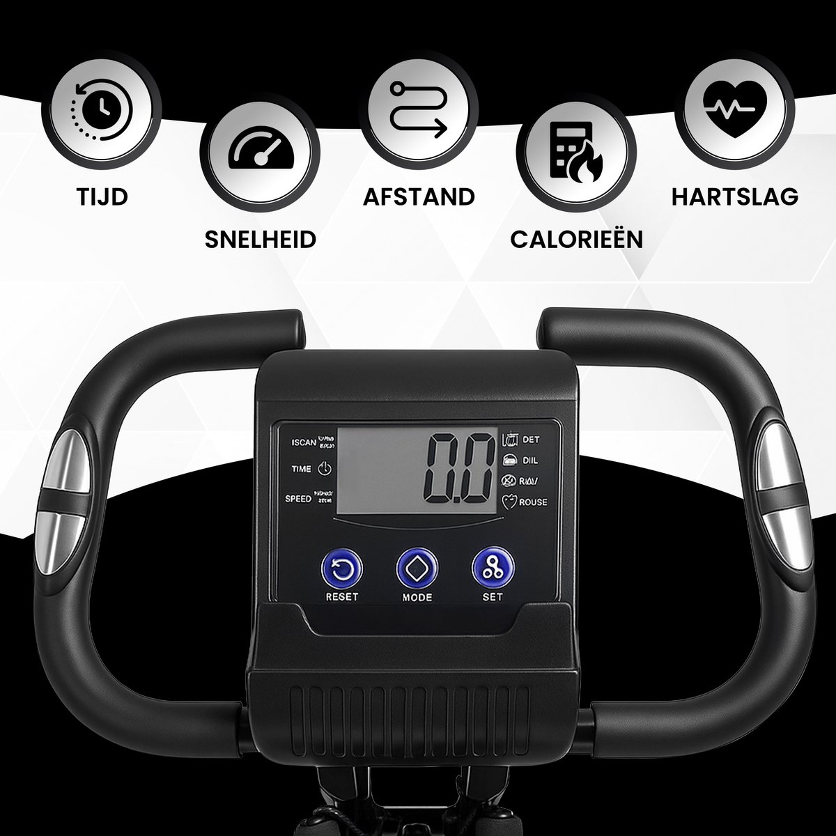 Afbeelding 2 van Fitby Hometrainer - Fitnessfiets - Opvouwbaar - Hardslagfunctie - 10 weerstandniveaus - Hometrainers fitness