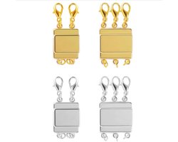 Allecto Plus - Magnetische kettingsluiting goudzilver - DIY sieradensluiting - 4-delige set - Stapelbare kettingen en armbanden