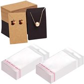 Allecto Plus - Sieraden Display Kaarten Set van 200 met Zakken voor Oorbel Presentatie