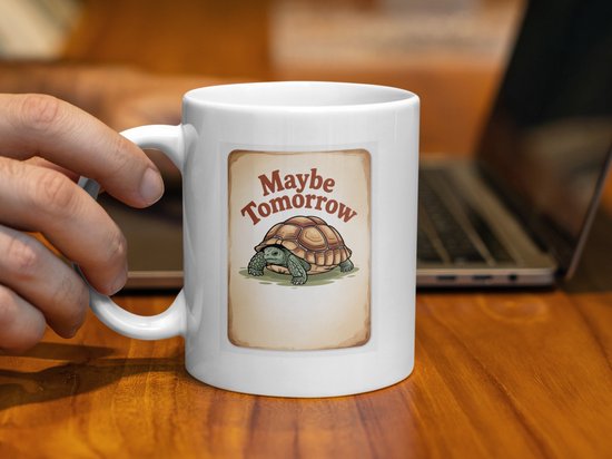 Tasse tortue « Peut-être demain », tasse animal mignon, tasse tortue de dessin animé, tasse drôle, tasse à café, idée cadeau, tasse