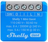 Shelly 1 Mini Gen4 - Slimme Inbouwschakelaar - Wifi Relais - Matter & Zigbee - Potentiaalvrij Contact - 8 A - 1 stuk