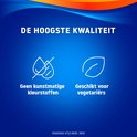 Afbeelding met "DE HOOGSTE KWALITEIT", een pictogram van een druppel met een schuine streep en een blaadje.