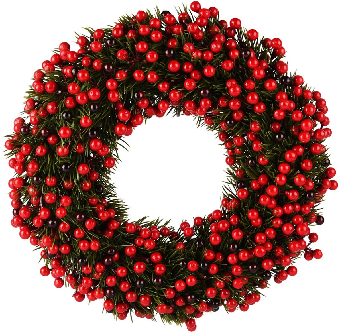 dekoratief Krans m/bessen, rood/groen, 32x32x7cm | A255588