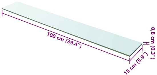 vidaXL Étagères 2 pcs 100 x 15 cm Verre Transparent