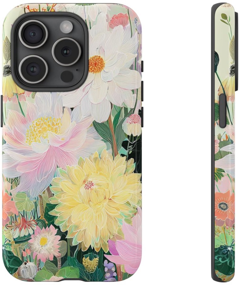Sierlijk Pastel Bloemenboeket – Telefoonhoesje Geschikt voor iPhone 15 Pro