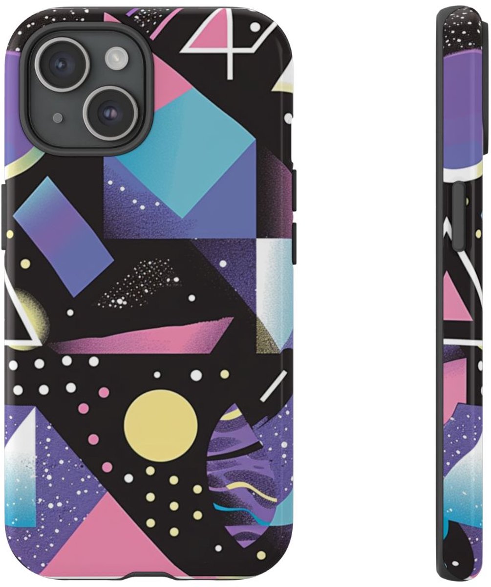 Geometrisch Vaporwave Abstract Patroon – Telefoonhoesje Geschikt voor iPhone 15