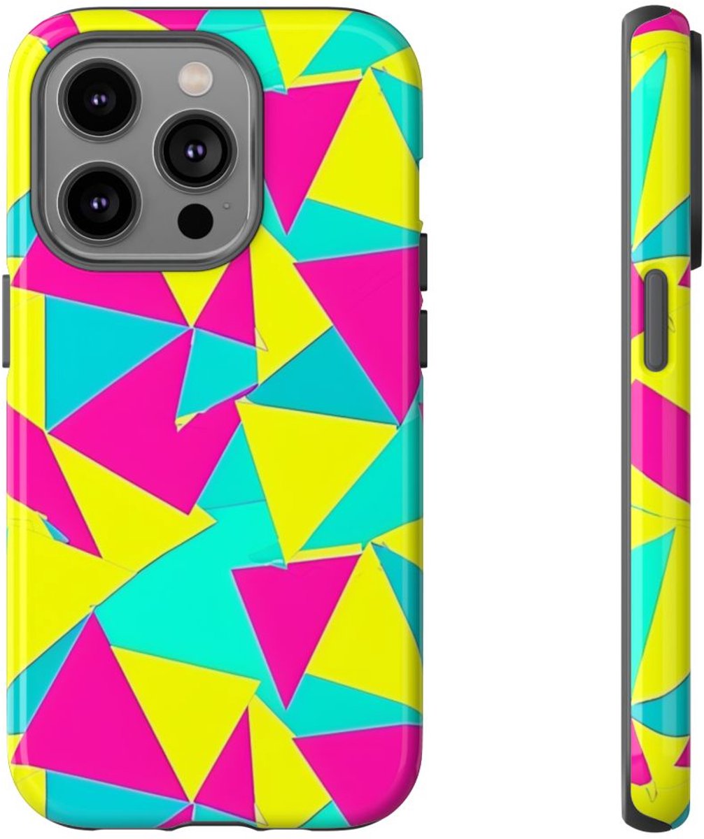 Neon Driehoekenpatroon – Telefoonhoesje Geschikt voor iPhone 14 Pro
