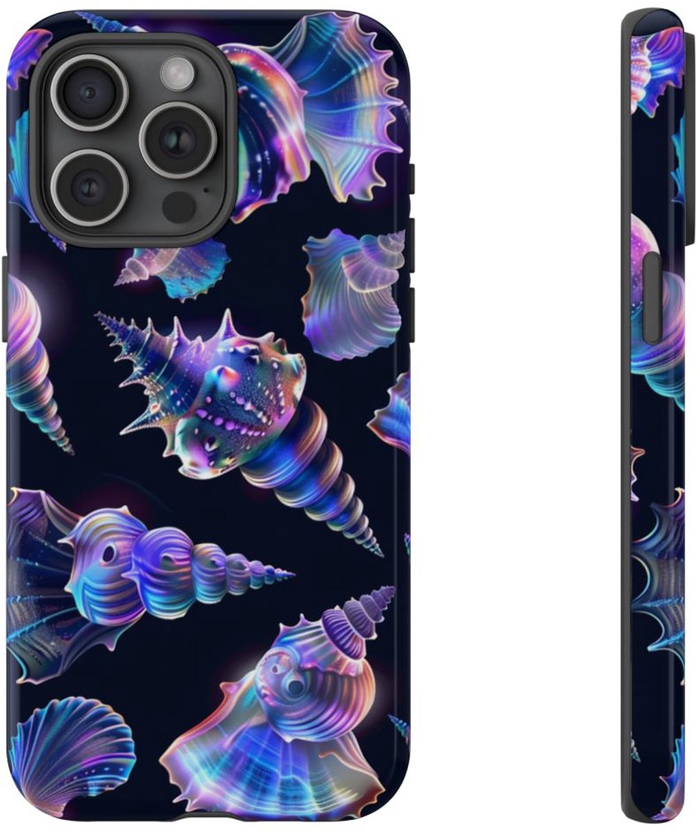 Neon Pastel Schelpenpatroon – Telefoonhoesje Geschikt voor iPhone 15 Pro Max
