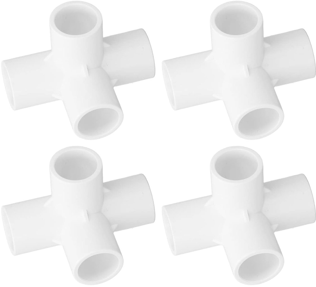 10PCS PVC Pipe Connector 25mm Inner Diameter Tee Corners Plastic Tee Fitting 4 Way Pvc Fitting (White)