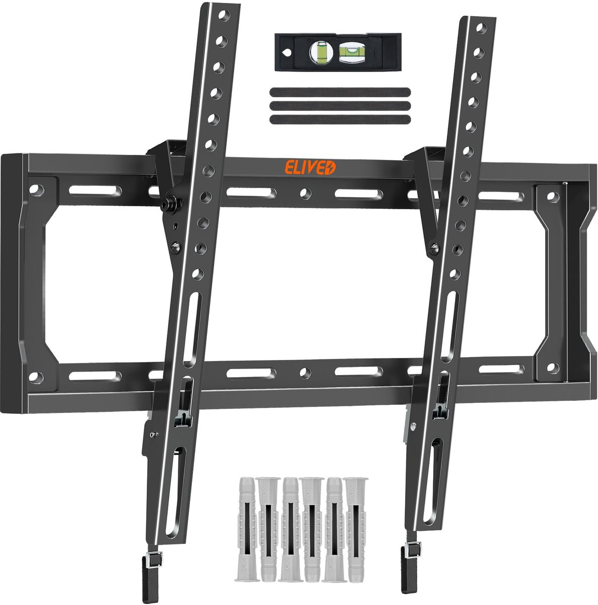 ELIVED TV-muurbeugel Kantelbare tv-muurbeugel voor de meeste 26-60 inch platte en gebogen LED-, LCD-, OLED- en plasma-tv's tot 45 kg met maximale VESA-breedte van 400x400 mm, EV3036