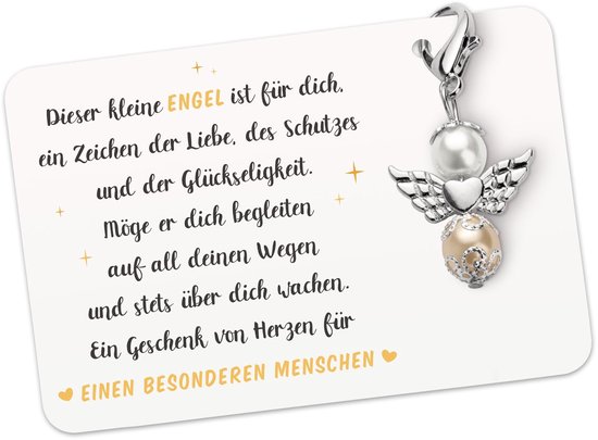 Tidero Beschermengel sleutelhanger smile - engelhanger voor mannen vrouwen - cadeau geluksbrenger auto rijden voorzichtig metaal, Roségoud, Anhänger