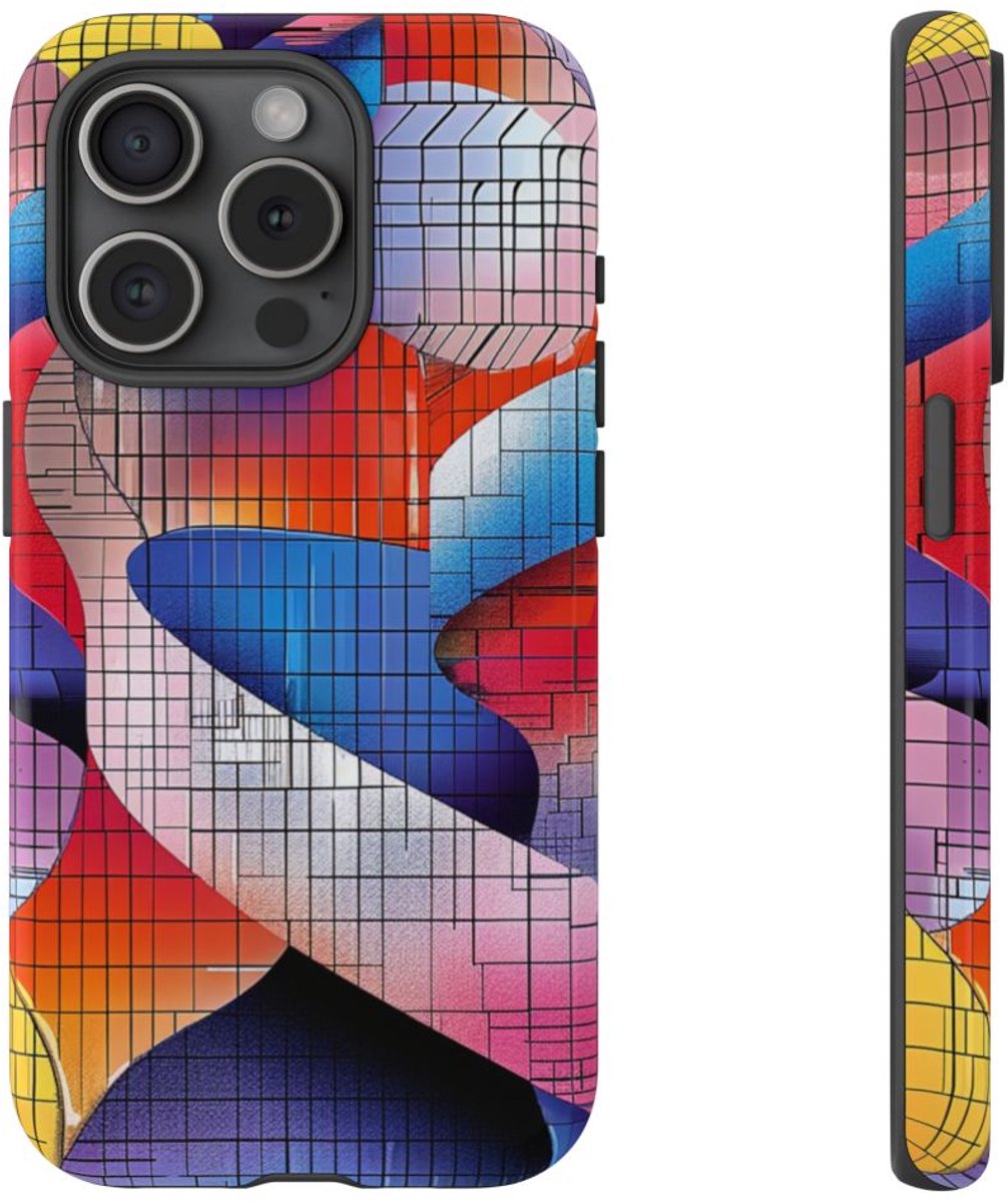 Kleurrijk Abstract Dubbele Helixpatroon – Telefoonhoesje Geschikt voor iPhone 15 Pro