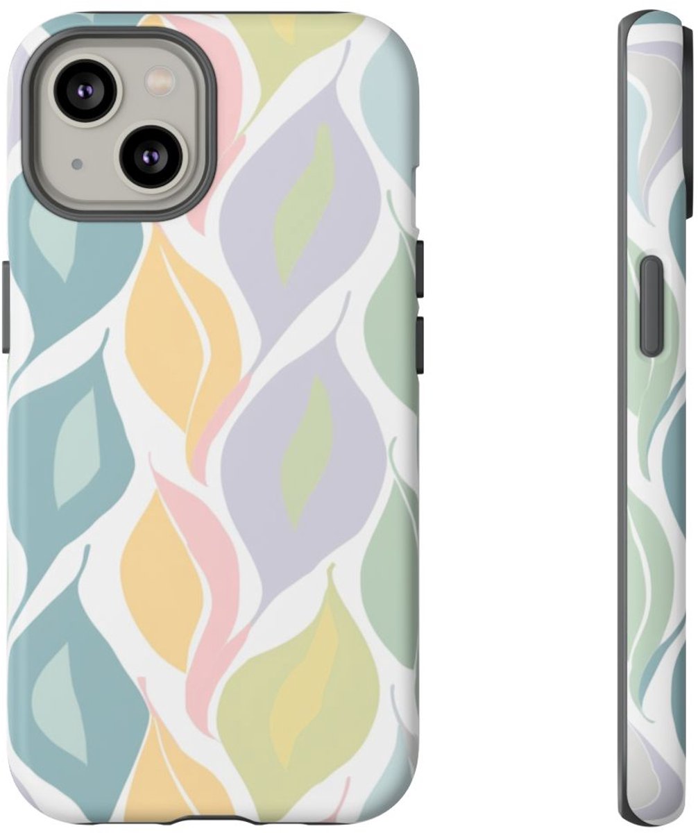 Pastel Bladerenpatroon – Telefoonhoesje Geschikt voor iPhone 14
